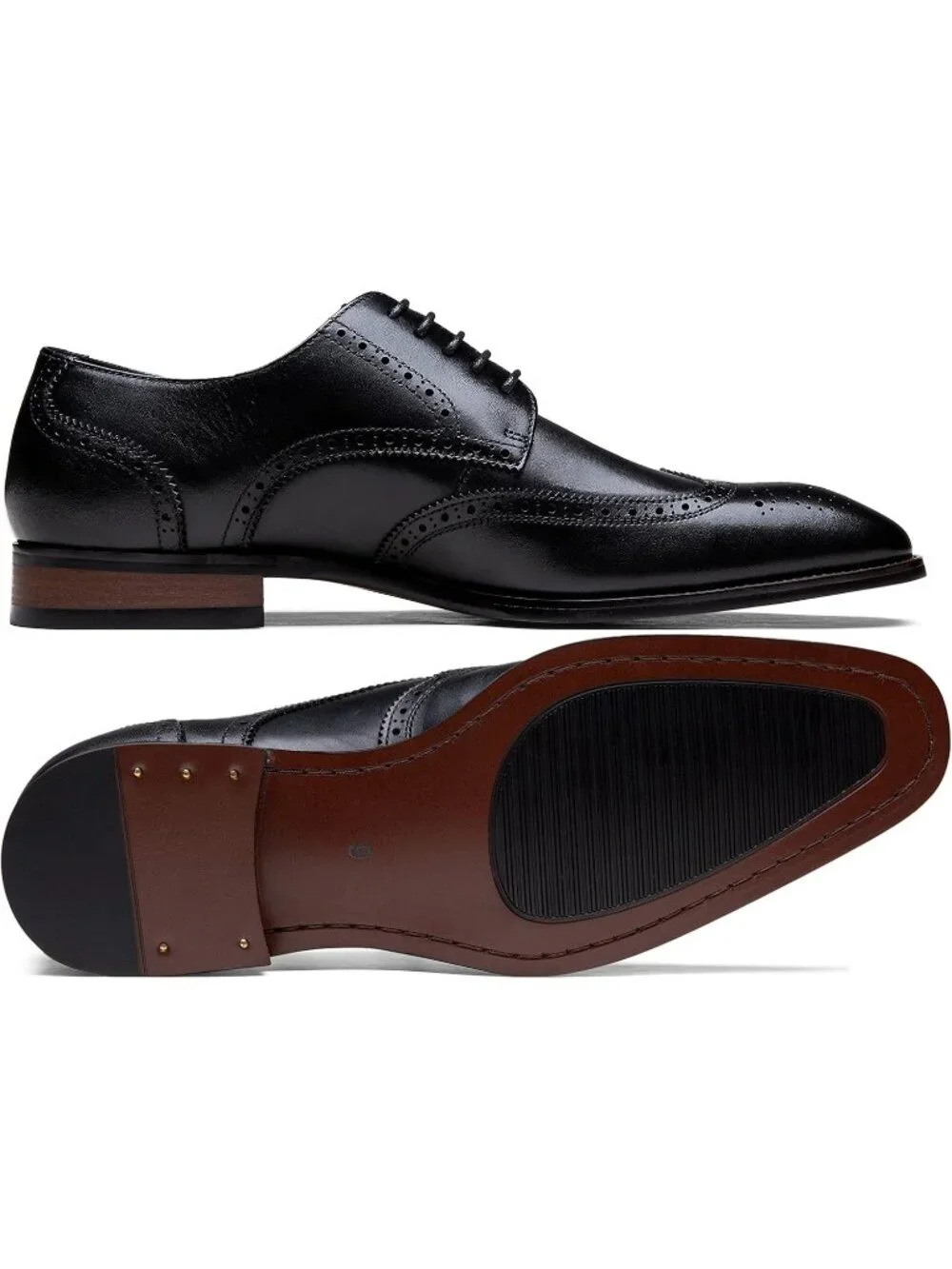Men's Premium Black Dress Shoes Leather Wingtip Formal Business Oxford Shoes